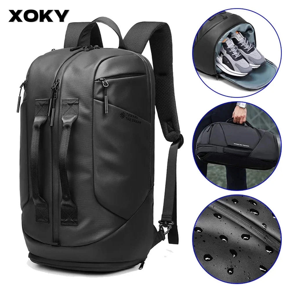 XOKY Travel Backpack Men Laptop 15.6 Inch Black Business Backpacks Waterproof Sport Bag Fashion Pack for Male Outdoor