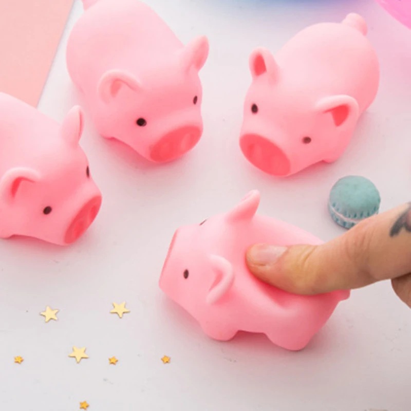 

10Pcs Random Color Mini Pig Pinch Music Pink Pig Pressure Squeeze Stress Relief Toy Kids Birthday Party Favors Gift Piata Filler