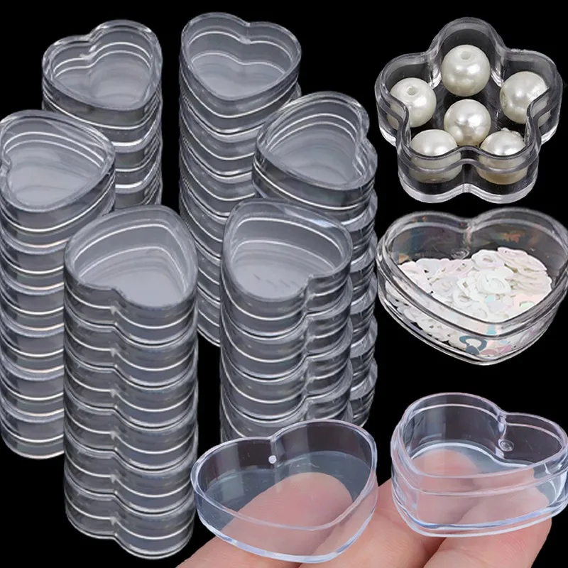 Mini Transparent Plastic Storage Boxes Heart Star Shape Empty Bottle Jewelry Bead Storage Boxes Set Moisture-proof DIY Portable