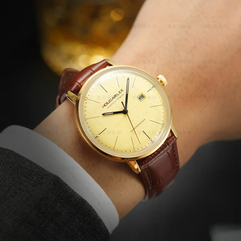 Quartz Watch Ultra Thin Curved Glass Series Miyota Movement from Japan 40mm Diameter and 10mm Thickness Mineral Mirror 3ATM