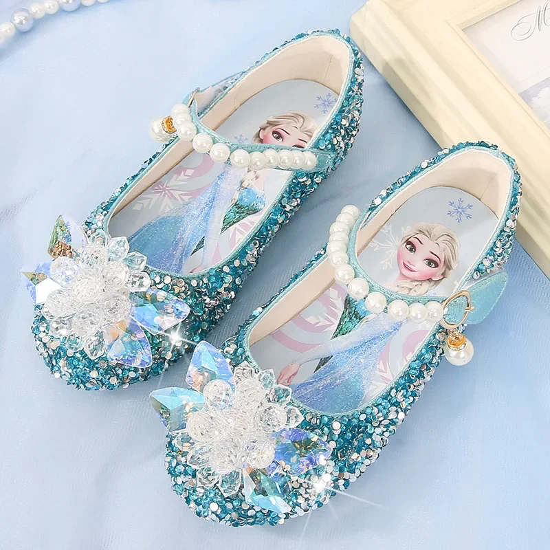 New Disney Frozen Elsa Sandals Girls Shoes Princess Dance Shoes for Baby Girls Fashion Non-Slip Crystal Shoes Sandals for Girl