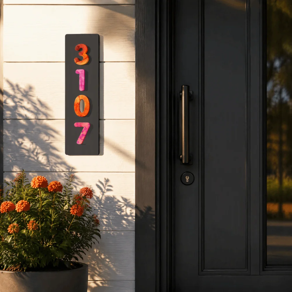 Stereo 3D Raised House Number Stickers Self Adhesive Multi-Color Door Number Plaque Acrylic Waterproof Address Number Sign Hotel