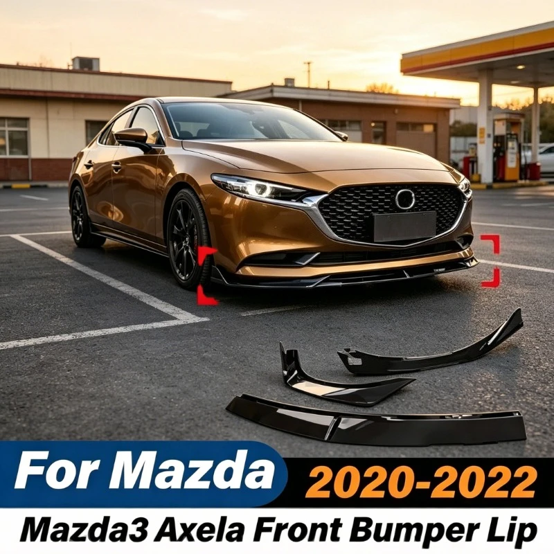 For Mazda 3 Axela 2020 2021 2022 Front Bumper Spoiler Chin Lip Racing Splitter Diffuser Car Accessories Body Modification Kit