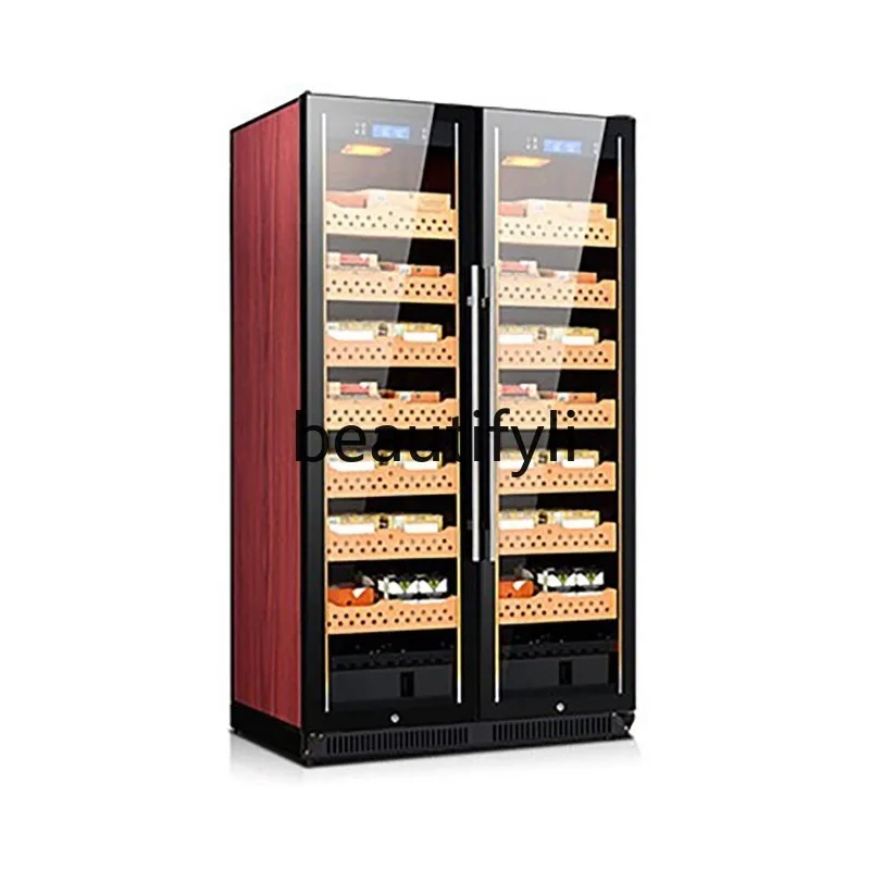 

Factory Direct Sales Constant Temperature Commercial Compressor Refrigeration Double Door Cedar Wood Layer Shelf Wine Cabinet