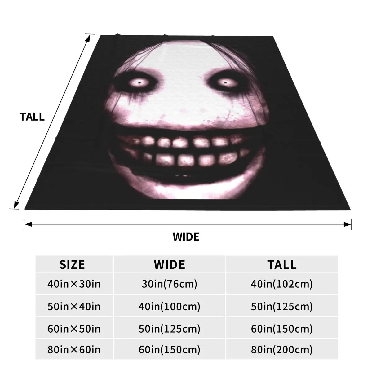 Jeff The Killer Creepypasta Horror Meme Graphic Dark Internetcore Blankets Flannel Throw Super Soft for Couch Bedding Throws