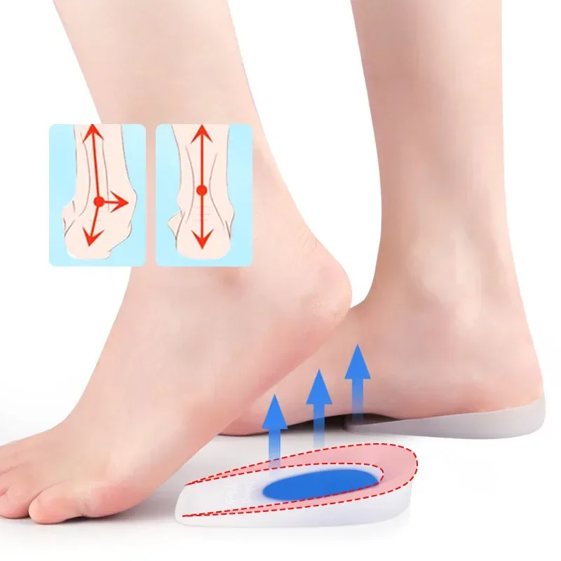 2 buah bantalan hak silikon Plantar Fasciitis bantalan kaki silikon pemacu tumit Gel silikon cangkir tumit nyeri tumit untuk sepatu kaki silikon bantalan kaki