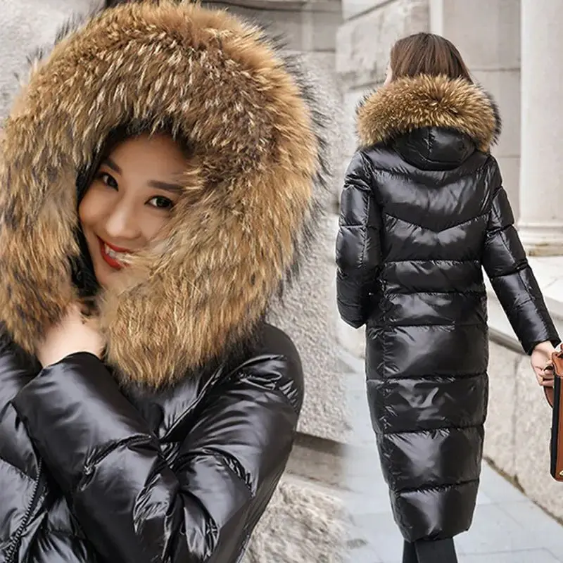 Large l Raccoon Fur Collar Hooded Winter down Jaet Women's Faion Camel down Coat Autumn 2023 Collection