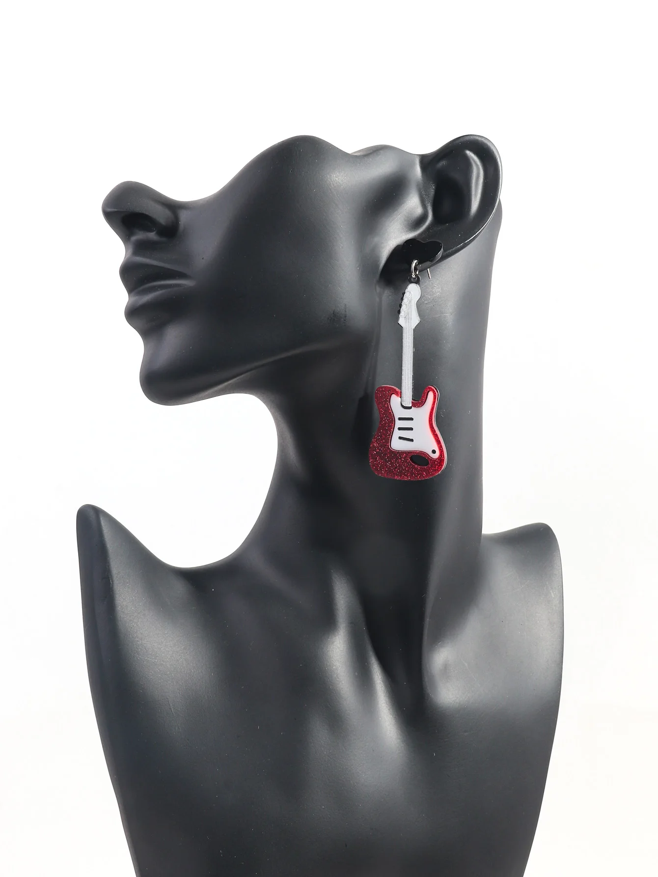 New Acrylic Glitter Classical Guitar Drop Earrings for Women Girls Music Festival Instrument Pendant Earrings Party Jewelry Gift