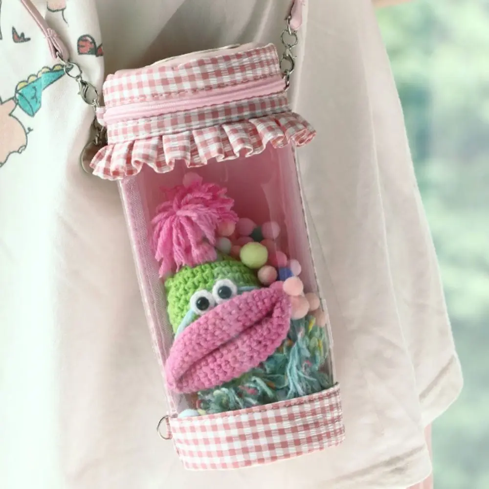 With Shoulder Strap Shoulder Strap Pencil Bag Large Multifunctional Bucket Ita Bag Strawberry Ins Doll Protective Bag