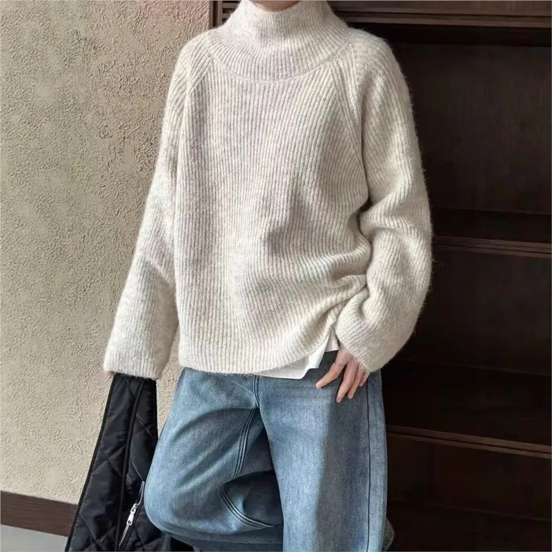 

Spring Autumn Casual Knitting Sweater Turtleneck Long Sleeve Women Pullovers New Fashion Loose Fit Comfortable European Design