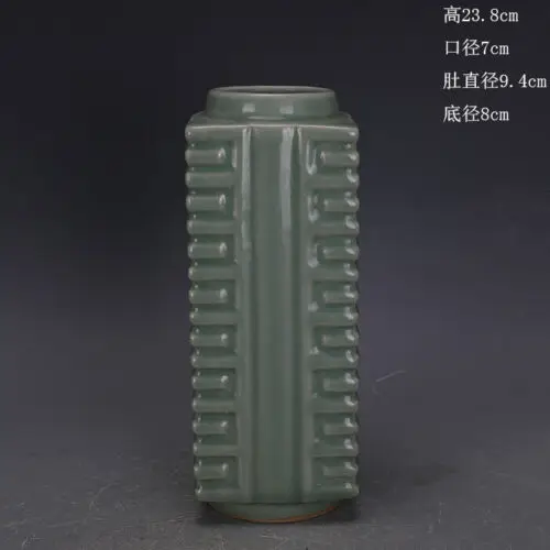 

Chinese Song Longquan Kiln Celadon Glaze Porcelain Square Shape Vase 9.40 inch