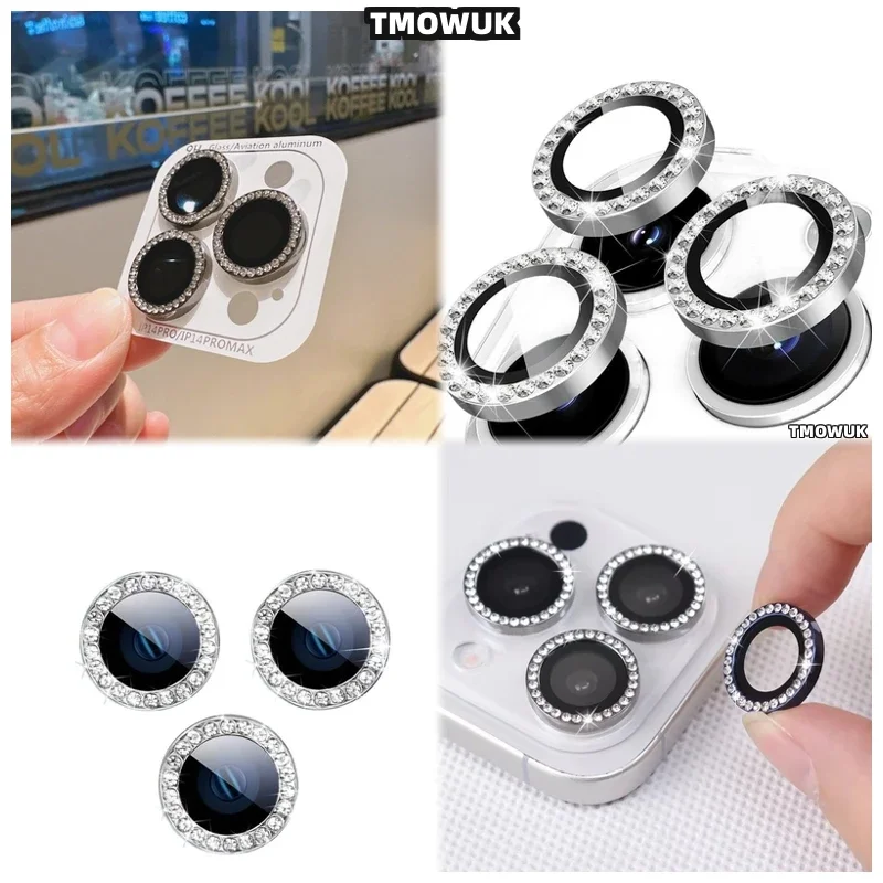 

For IPhone 16 15 14 Pro Max Plus 13 12 11 Pro Max Mini Glitter Lens Case With Crystals