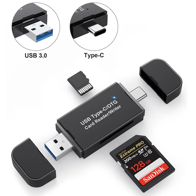 

SD Card Reader USB C Card Reader 3 In 1 USB 2.0 TF/Mirco SD Smart Memory Card Reader Type C OTG Flash Drive Cardreader Adapter