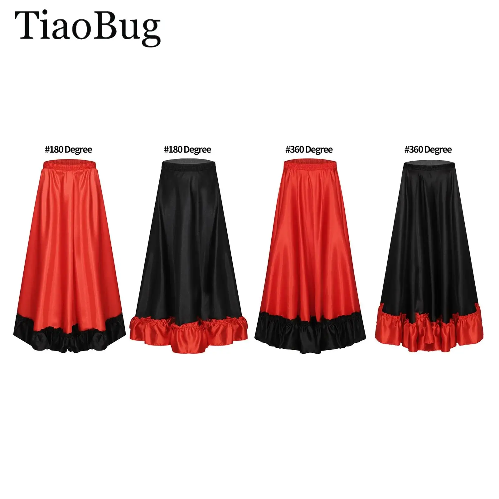 Falda de flamenco española para niñas, vestido de baile de corrida de toros, falda larga gypsy de gran vuelo para danza folclórica, ropa de danza del vientre para actuaciones de bailarinas