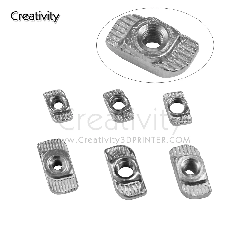 3D Printer Parts 50pcs/lot M3/M4/M5 Carbon Steel T type Nuts Fastener Aluminum Connector For 2020 Industrial Profile