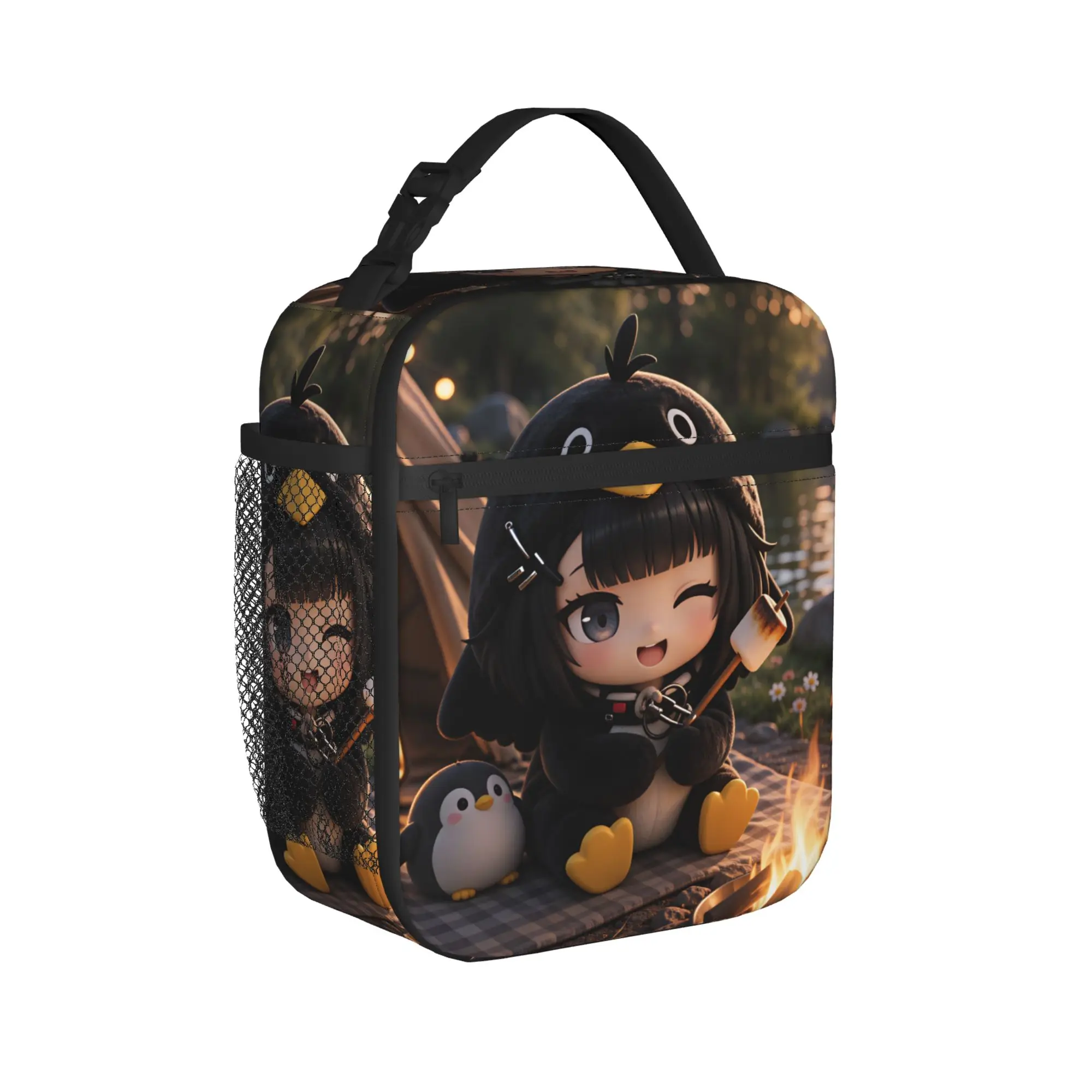 Gugu Gaga Penguin  Lunch Bag  Cute Lunch Box Office Portable Zipper  Tote Handbags For Child Oxford Graphic Design Cooler Bag