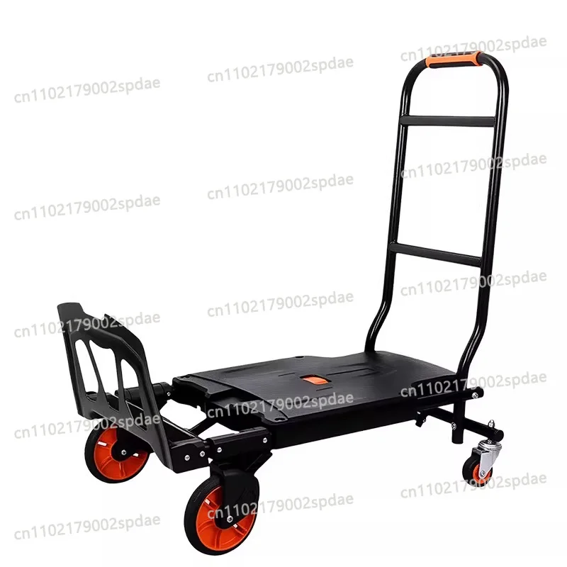 150kg Load Capacity Folding Aluminum Platform Hand Cart Portable Telescopic Handle Multifunctional Lightweight Transport Trolley