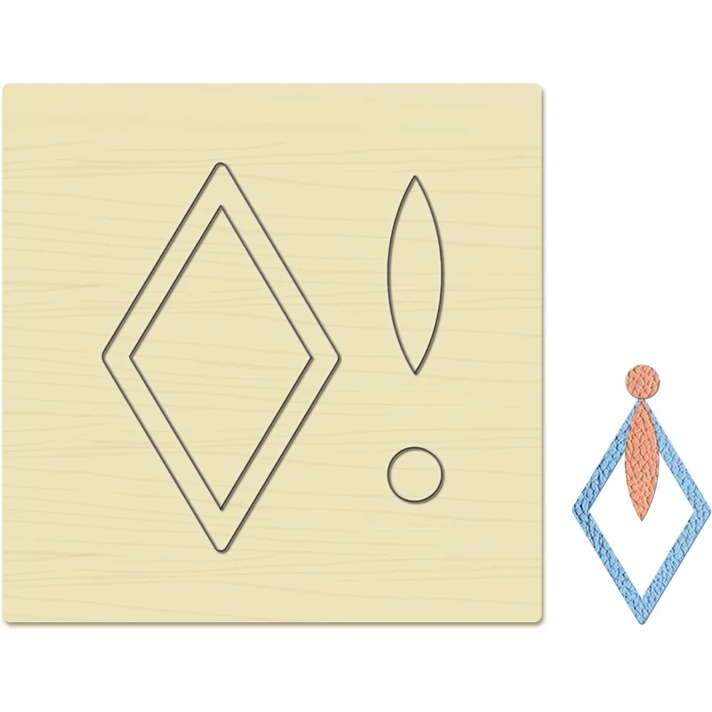 

Rhombus Pattern Wood Cutting Dies with Steel Earring Making Metal Embossing Mold Paper Leather Craft Die Cuts