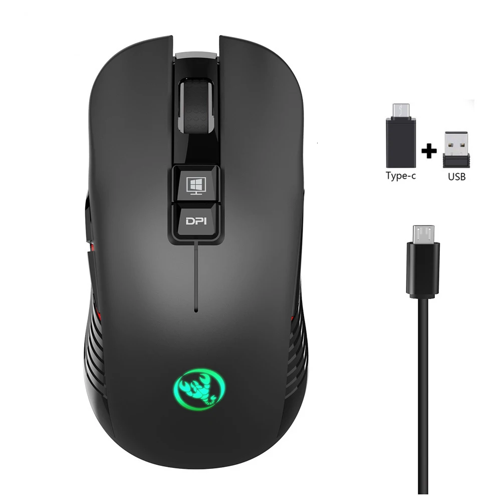 2.4G USB-C Wireless Mouse Rechargeable Gaming Mouse 3600DPI 7 Button Type-c Mute Mice for Macbook Laptop PC Game Mouse Computer