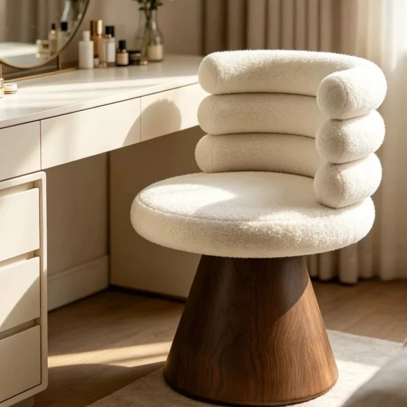 Modern Interior cream style makeup stool Bedroom dressing table makeup chair Rotating backrest dressing chair dressing stool