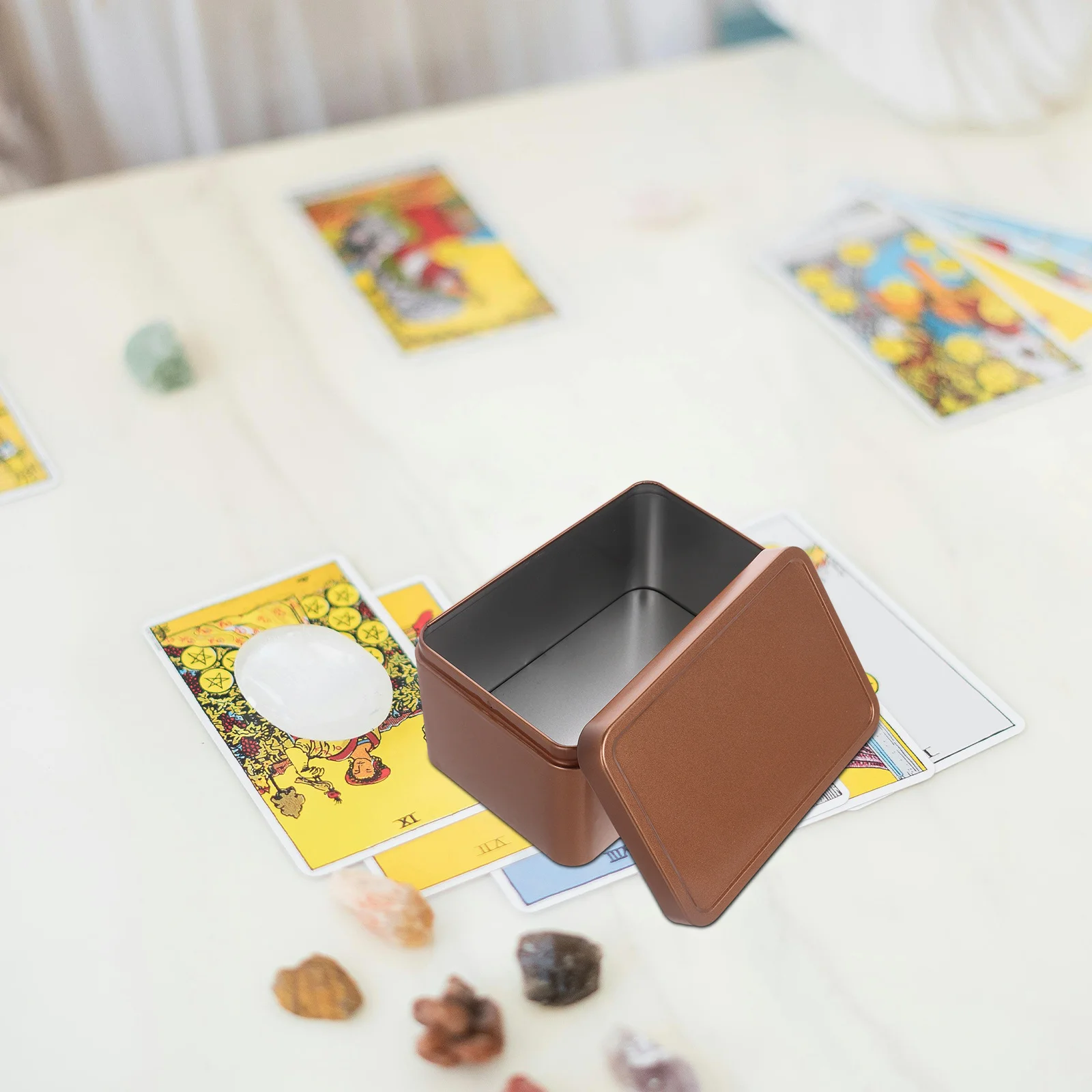 

3pcs Iron Box Storage Metal Tin Container Lid For Tea Candy Cookies Playing Cards Craft Supplies Rectangle Tins Rose Gold Finish