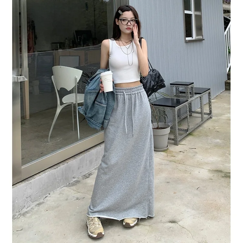High Waist Midi Black Skirt Women's A-Line Skirt Spring 2024 New Design Sensation Midi Skirt Ladies Fashion Trend