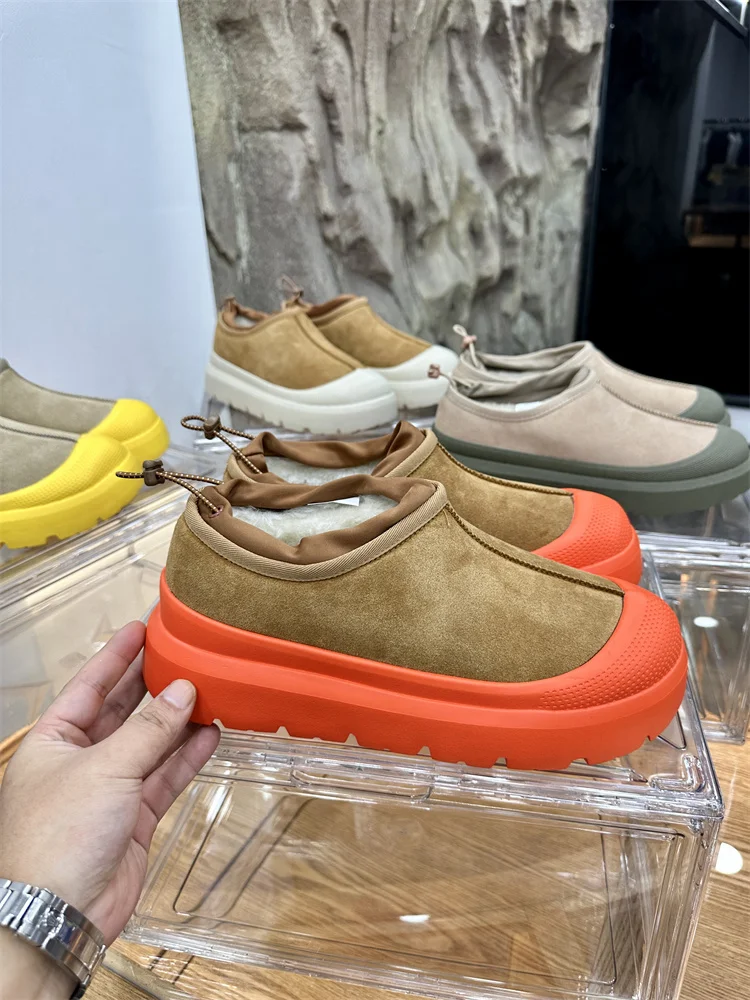 Fashionable Long Plush Men's Slip-On Snow Boots Warm Thick Low-Top Winter Casual Boots Youth Winter Fashion Boots round Toe