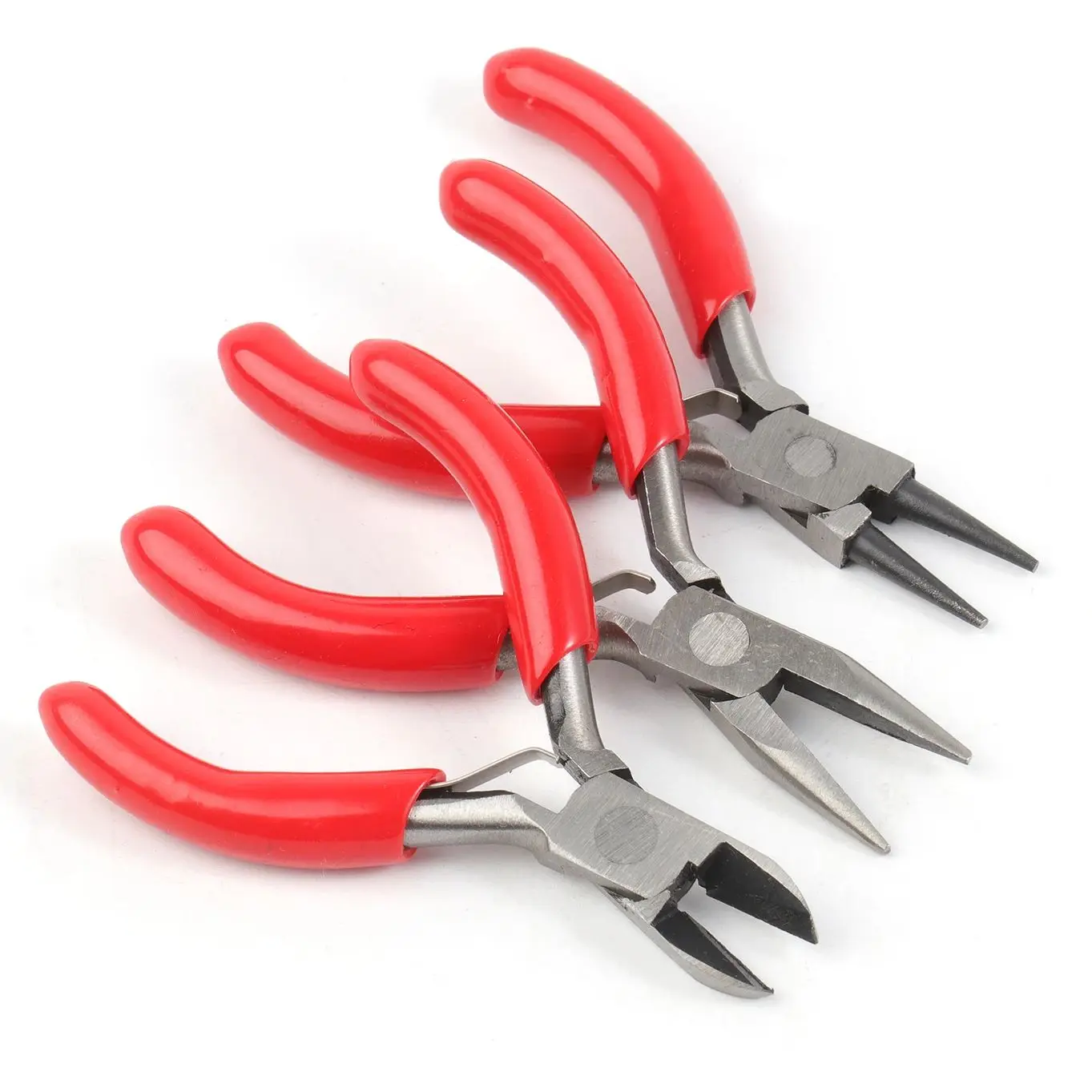 Red Pliers Stainless Steel Jewelry Tools DIY Findings Hardware Tools Round Head Pointed Nose Pliers Side Cutter Pliers 1pcs