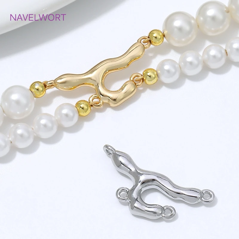18K Gold Plated Irregular Charms Connectors For Jewelry Making,Twisted 2 Hole Connector Charms,DIY Bracelet Making Accessories