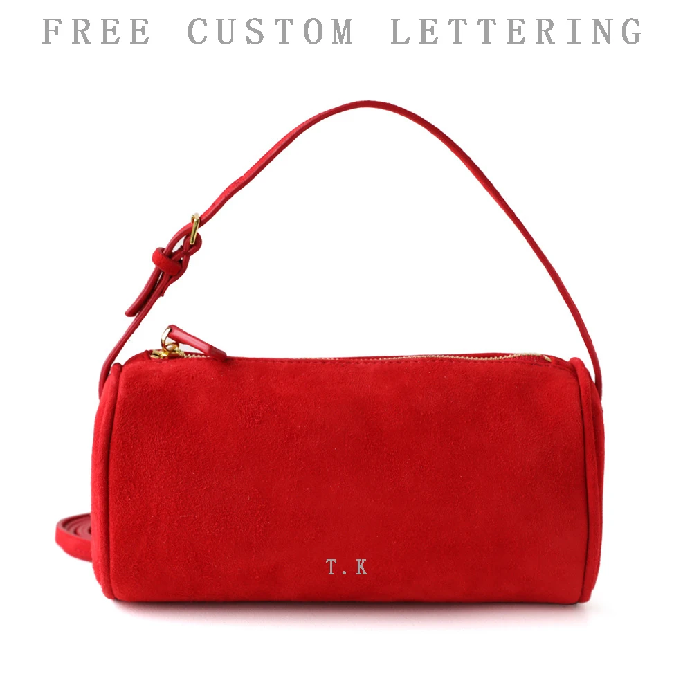 

Suede 90s pen bag 2025 new niche genuine leather horse-haired leopard print shoulder bag free custom vintage mini women handbag