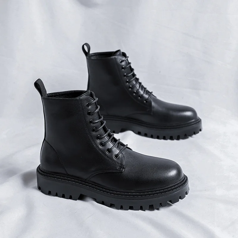 

Мужские повседневные оригинальные кожаные ботинки, черные туфли на платформе, деловые офисные туфли, ковбойские ботильоны, красивые короткие botas hombre