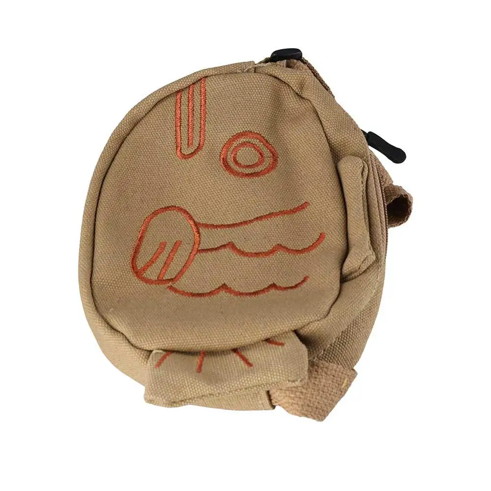 Canvas Taiyaki Crossbody Bag Large Capacity Japanese Style Cartoon Shoulder Bag Messenger Bag Multifunctional Storage Bag Travel