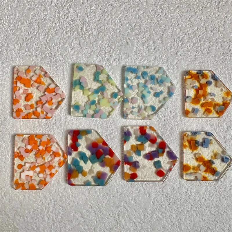 

Wholesale 40pcs/lot color pattern print geometry Irregular shape acrylic beads diy jewelry garment hair accessory