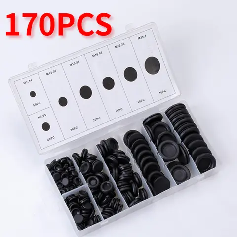 고무 그로밋 모음 방화벽 구멍 전기 와이어 그로밋 개스킷 키트, 와이어 플러그 및 케이블용, 7-25mm O 링, 170 개