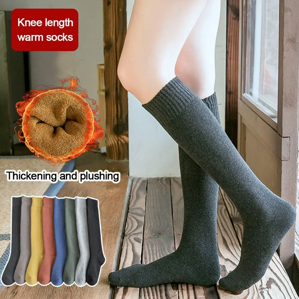 

Cotton Winter Compression Stocking Thicken Warm Solid Color Long Leg Terry Socks Knee High Breathable Thermal Calf Socks