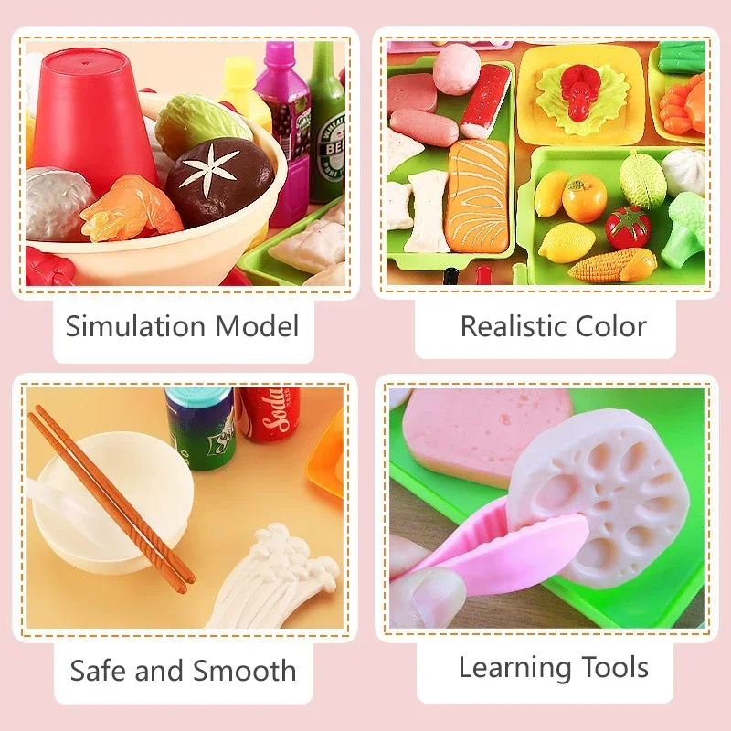 Kids Educational Pretend Play Kitchen - Simulation Vegetable Food Barbecue Cooking Sets Interactive Play House Toys For Girls