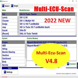 Multiecuscan-herramienta de diagnóstico V4.8, nuevo Software para escáner Fiat, ilimitado, multiecu, funciona con ELM327 OBD II, 2022