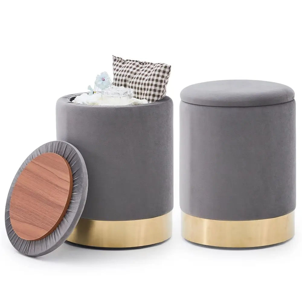 

Ottoman Set of 2,Upholstered Footrest Stool Support 300lbs,Modern Padded Seat Foot Stool Coffee Table,Vanity Stool with Storage