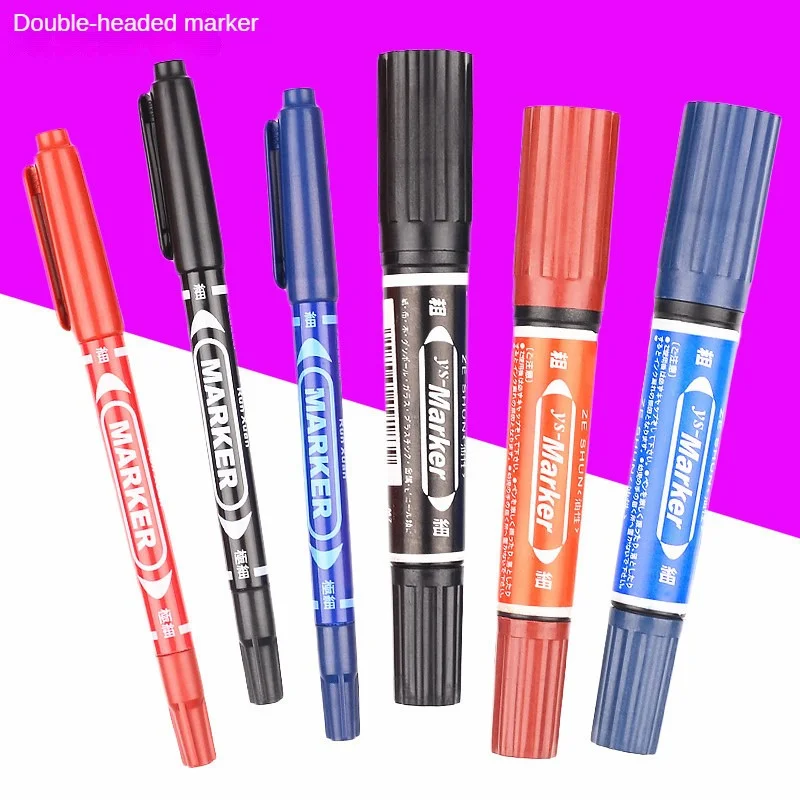 Dual Tip 1.0/1.5 2.0/6.0 mm Nib Marker กันน้ําสีดําสีฟ้าสีแดงมันมังงะ Art Marker ปากกานักเรียนโรงเรียนเครื่องเขียน Office