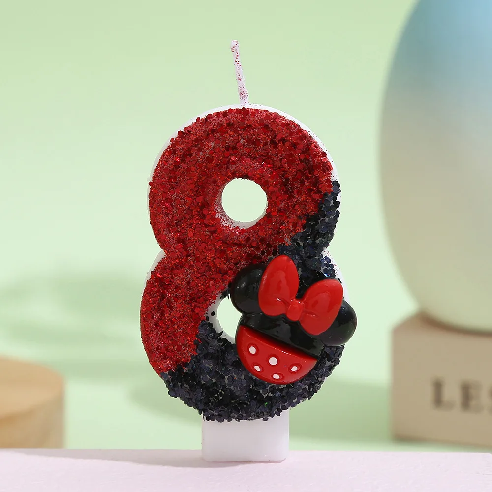 Red And Black Color-blocked Birthday Candles 0-9 Cartoon Number Candles Sequined Dessert Cake Plugin Party Atmosphere Decoration