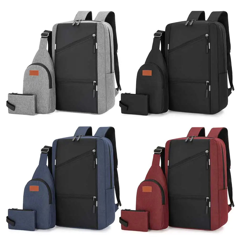 3Pcs Casual Bag Set Laptop Backpack Travel Book Bag Multifunction Versatile School Bag With USB Interface for Outdoor Travel