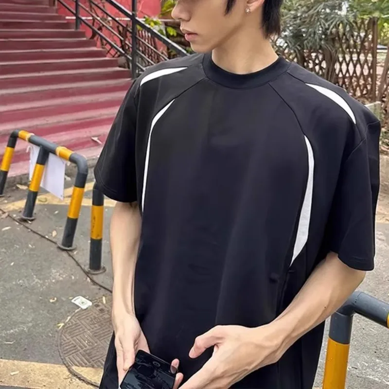 HKSH American-style Gray Deconstructed Patchwork Design Short-Sleeved Men's Summer New High-end T-shirt Chic Ins Spliced HK21331