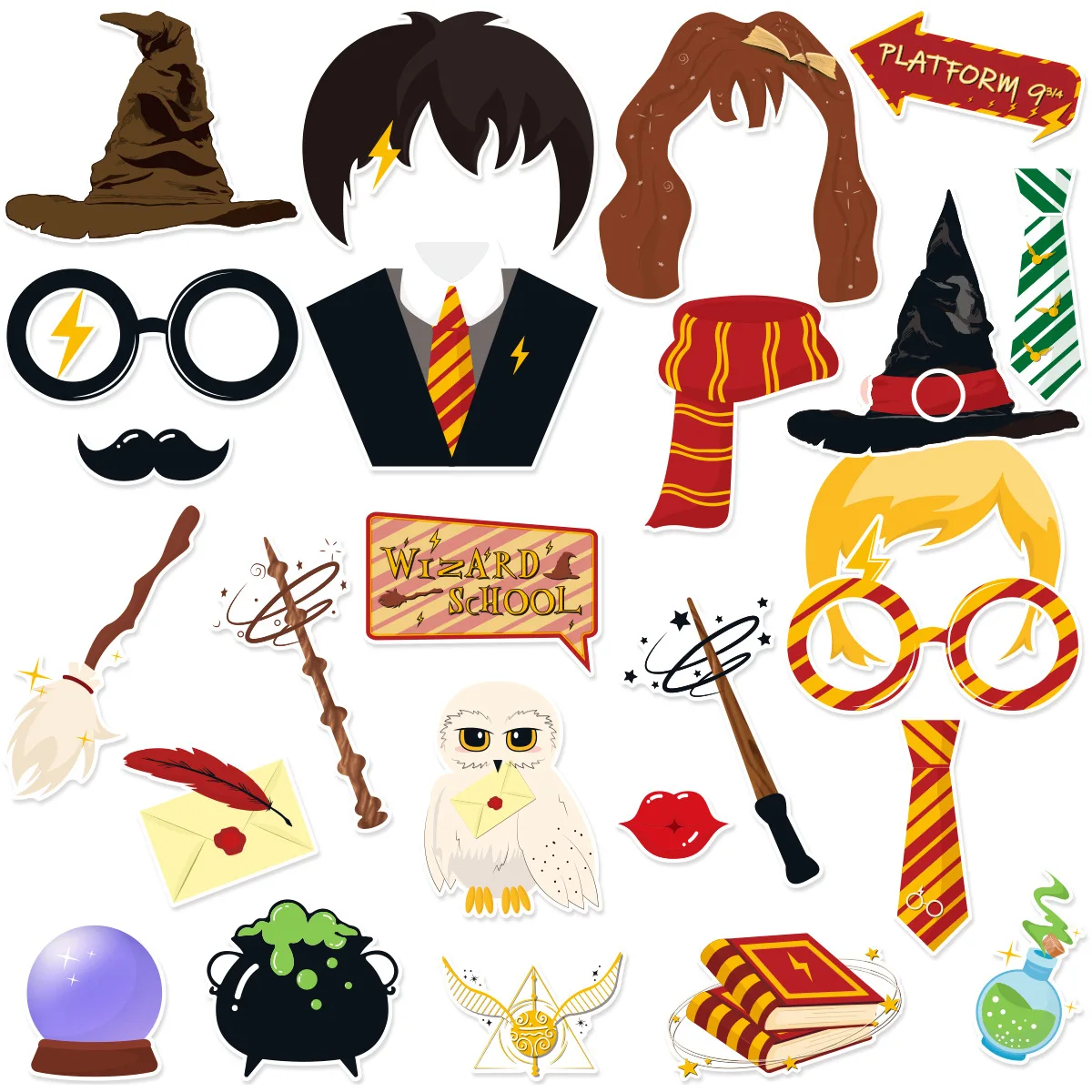 New 25pcs Harry Potter theme birthday party weird photo props wizard hat magic party decoration photo supplies cosplaying props