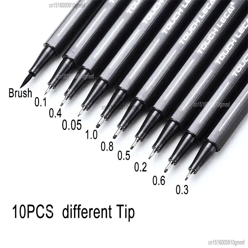 Imagem -03 - Art Marker Fineliner Pen Brush Grupo Black Ink Pigment Liner Micron Dica para Manga Comics Desenho Esboço Desenho 0.1 0.2 0.3 10 Pcs