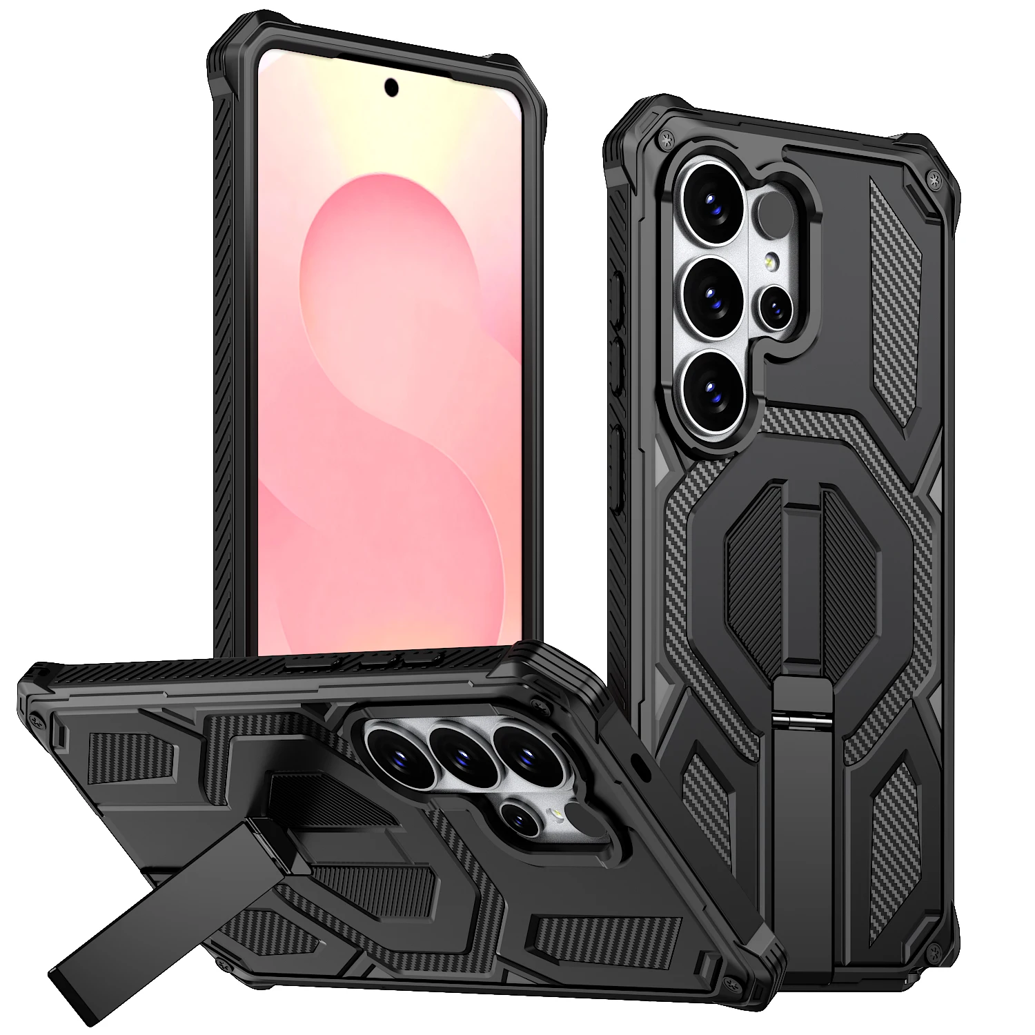 Military-grade Folding Stand Shockproof Case For Samsung Galaxy S25 S24 S26 Ultra Plus Magsafe Magnetic Sport Anti-drop Cover