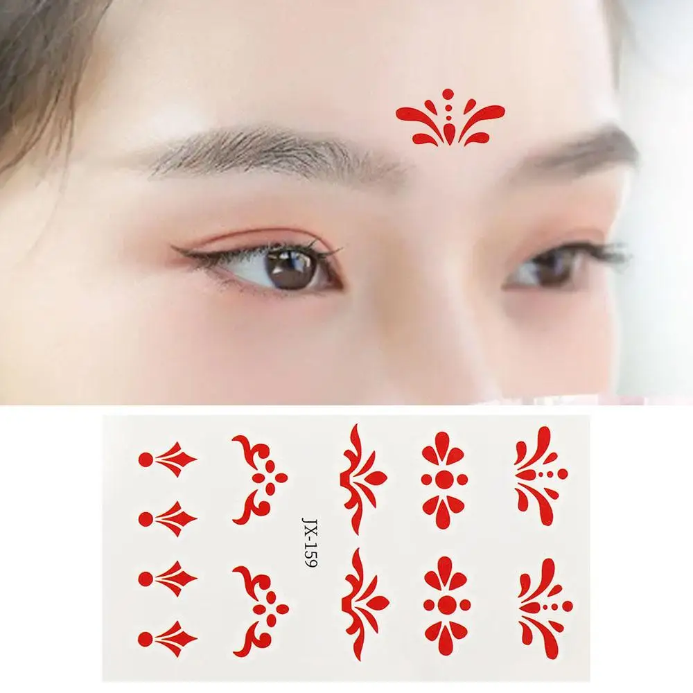 New Years Beauty Forehead Stickers Waterproof Ancient Style Eye Makeup Decal Cute Face Patch Firecracker Pattern Beauty Sticker