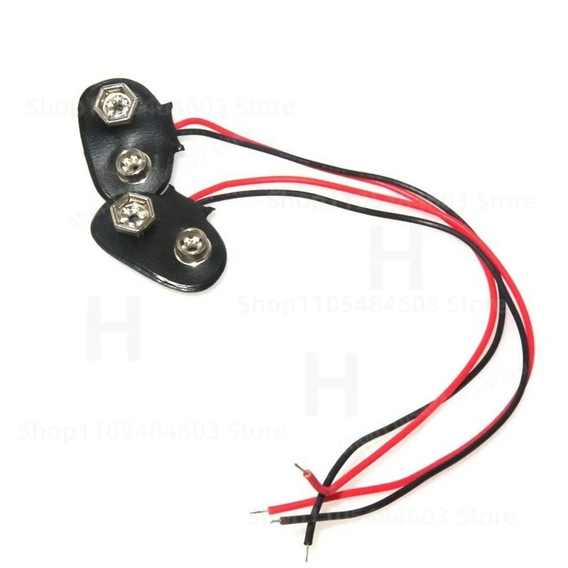 5 Pcs Snap 9V (9 Volt) Battery Clip Connector T Type Black w Cable LW