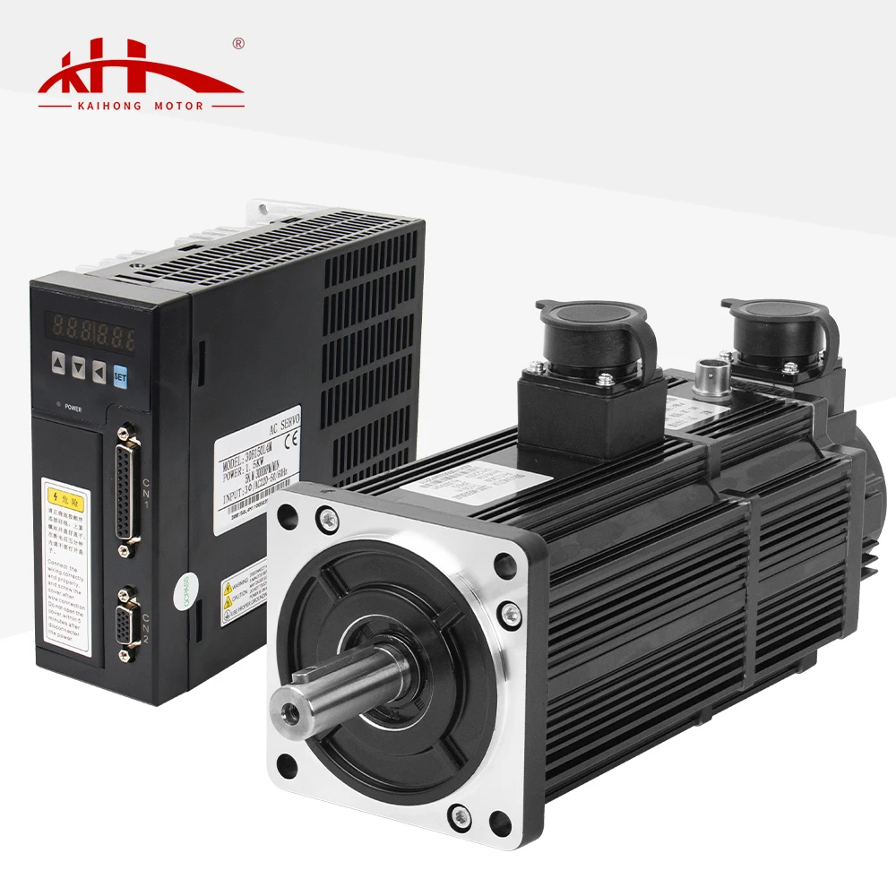 Gold Seller Kaihong Micro 1KW 1.5KW 2.6KW 3.8KW 5.5KW 7.5KW 220v 6A 17Bit 3000RPM Ac High Torque Servo Motor Kit With Brake Driv
