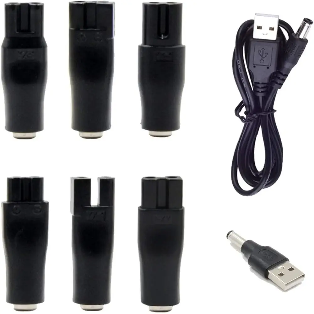 Portable USB Shavers Carregador Fio, Cabelo elétrico Clippers, USB Carregamento Plug Cable, 1 Conjunto