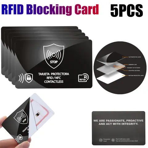 5PCS RFID Blocking Card Security Debit Credit Card Passport Protector Blocker NFC Signal Blocking ID ATM Guard Cardholder Sleeve